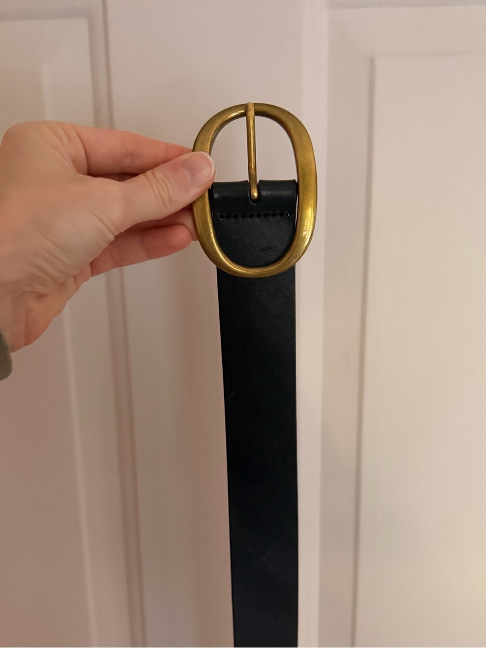 Anthropologie Brass Oval Leather Belt M
